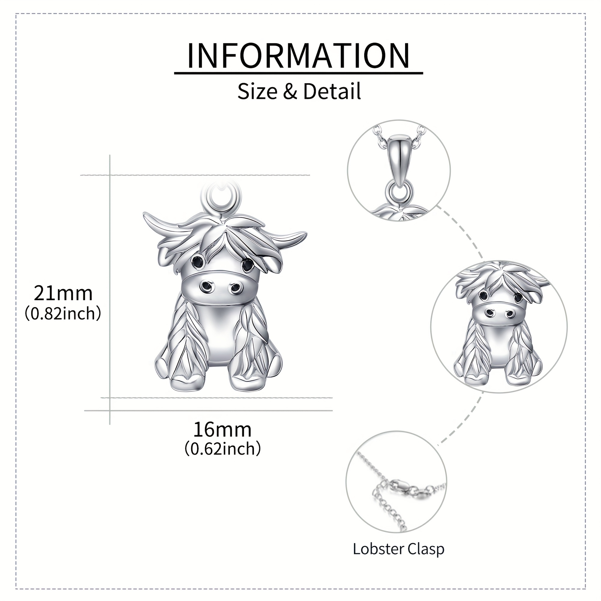 925 Silver Highland Cow Urn Necklace for Ash Cremation Jewelry